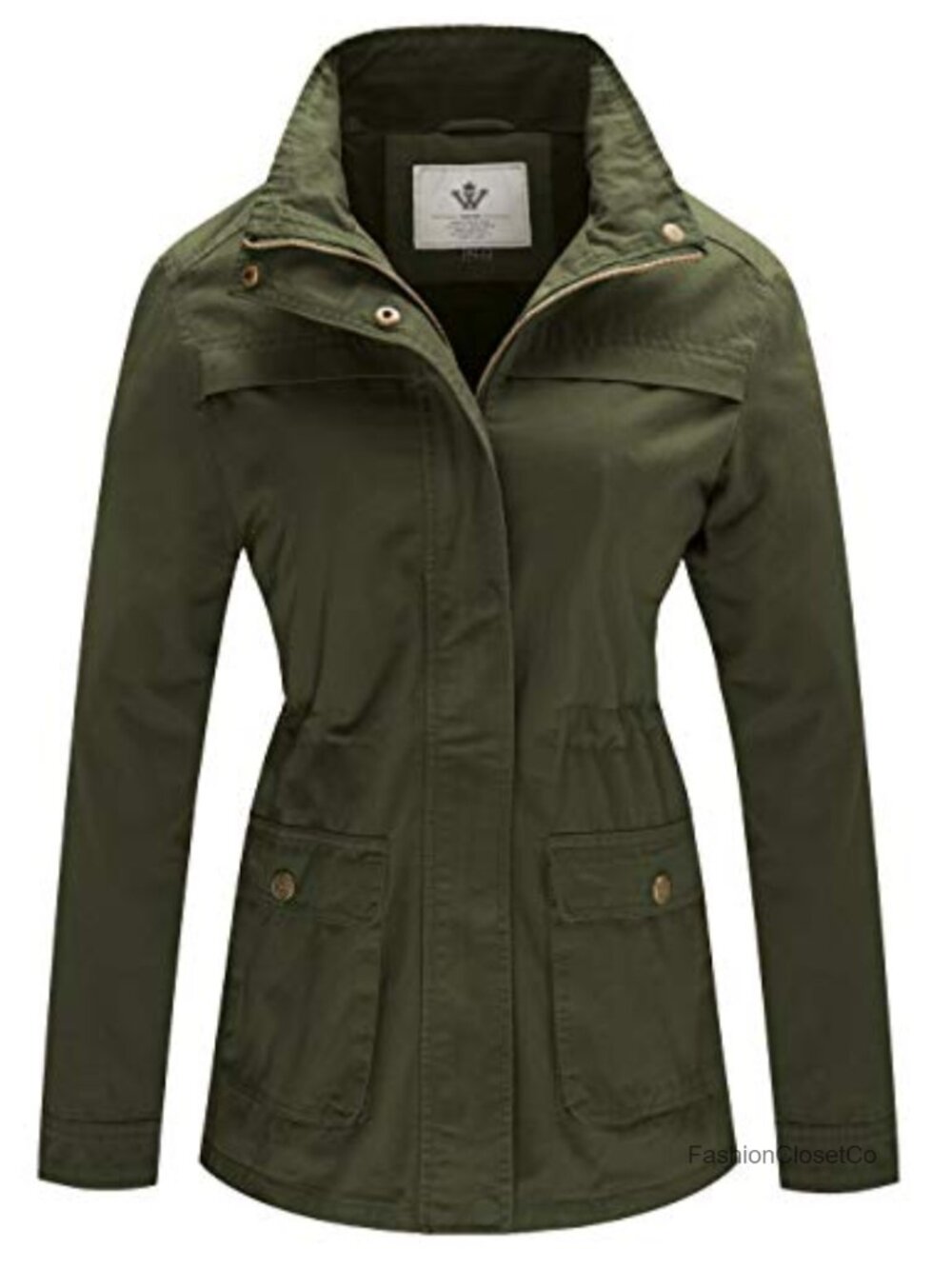 Women's Military Cotton Twill Anorak Utility Jacket Safari Coat
